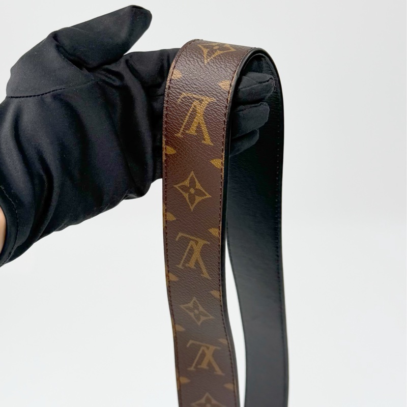 Louis Vuitton 經典Monogram 原花拼黑色牛皮雙面寬肩帶-5