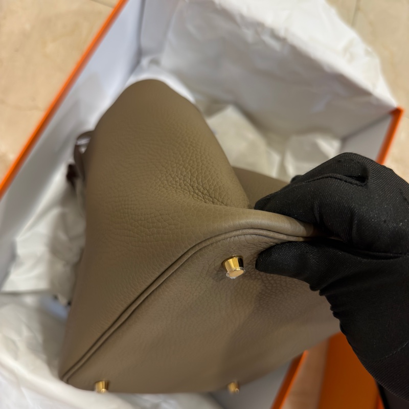 #全新全配🈶購證 #最新G刻 愛馬仕大象灰金扣菜籃子Picotin22-4