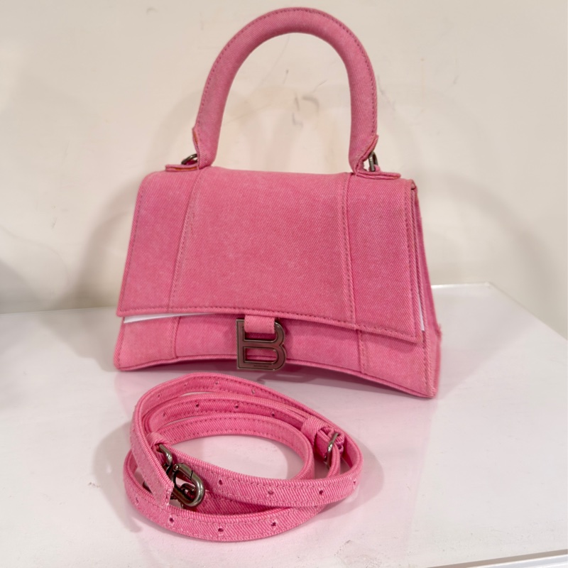 🈶台灣購證 #專櫃🔟萬 #全網最低出清 巴黎世家牛仔粉色沙漏包 小號-4
