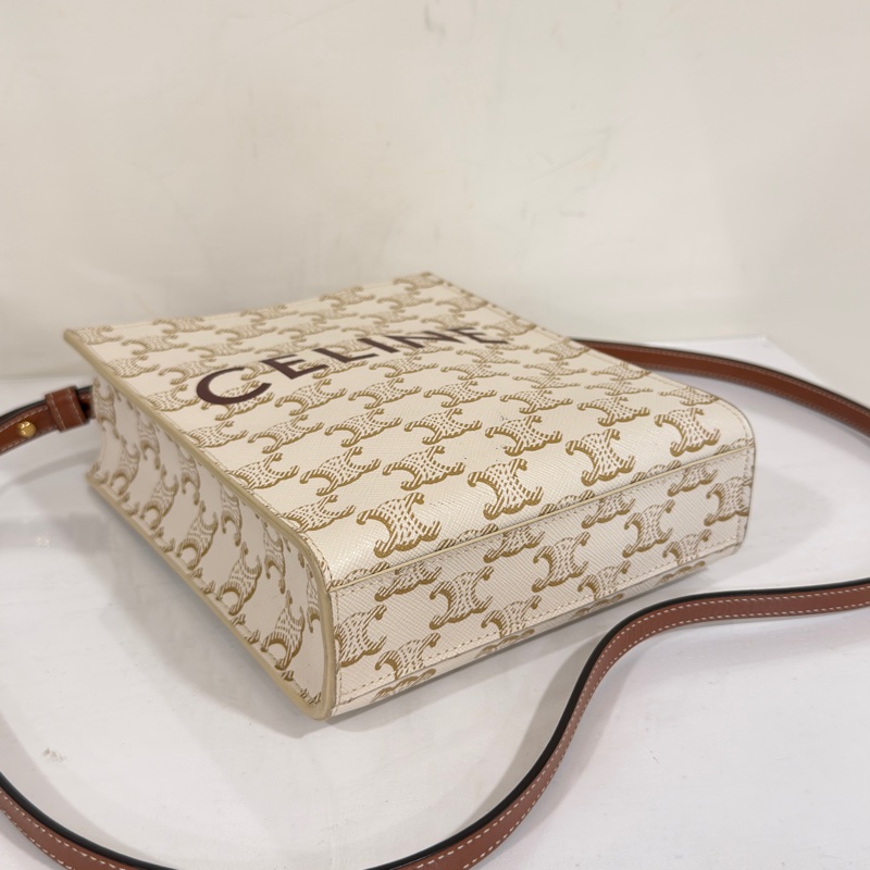 🈶購證 #配件齊全 #出清💰僅一顆 CELINE米白經典小托特🉑斜背-7