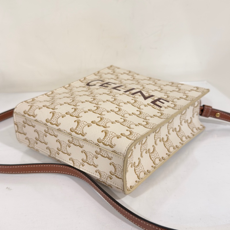 🈶購證 #配件齊全 #出清💰僅一顆 CELINE米白經典小托特🉑斜背-8