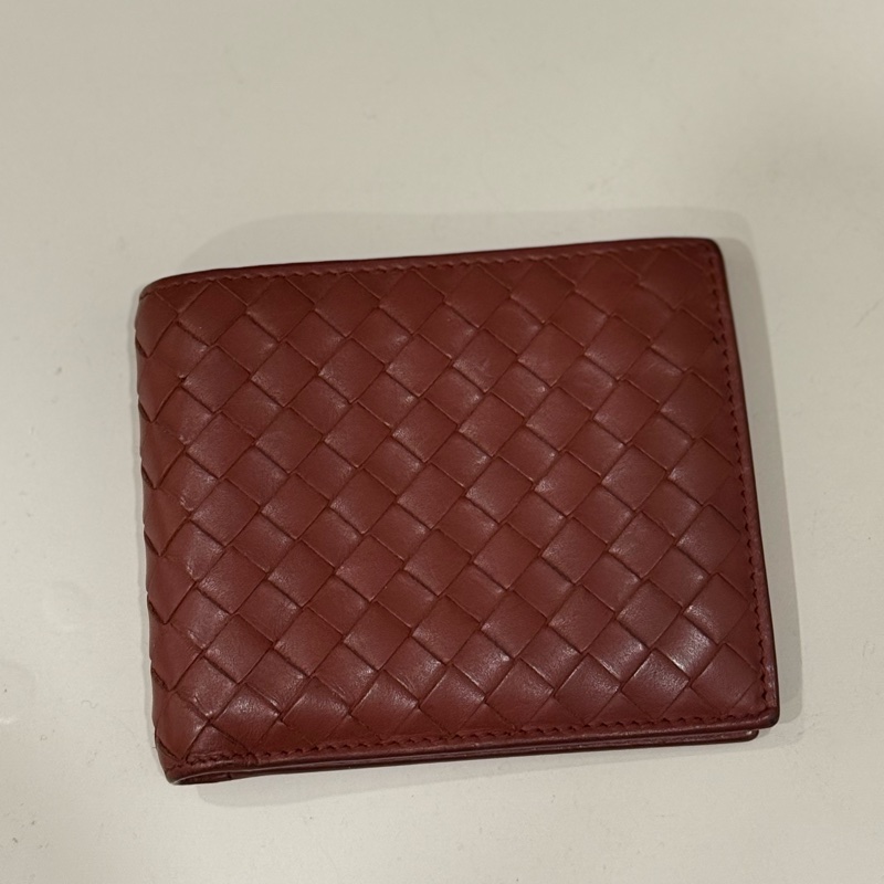 BOTTEGA VENETA 寶緹嘉 Bv編織短夾酒紅色-1