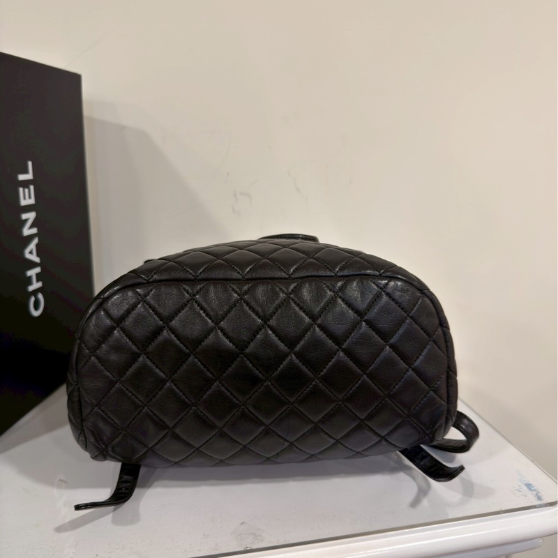 老錢千金感❤️‍🔥Chanel香奈兒黑銀羊皮中號薩爾茲堡雙肩後背包通勤背包-14