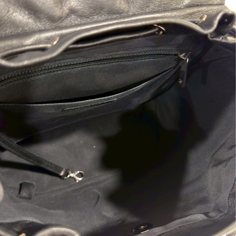 老錢千金感❤️‍🔥Chanel香奈兒黑銀羊皮中號薩爾茲堡雙肩後背包通勤背包-20