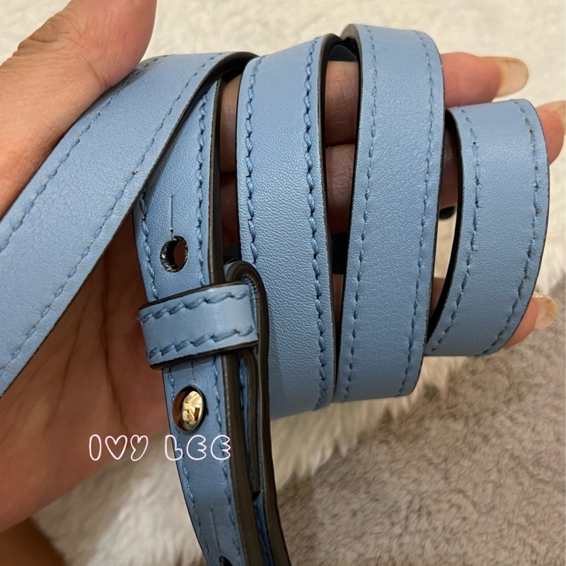 GUCCI  449413 壓紋LOGO ssima系列緹花牛皮斜背包 肩背包 水藍 相機包 正品 二手精品-11