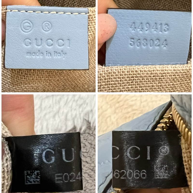 GUCCI  449413 壓紋LOGO ssima系列緹花牛皮斜背包 肩背包 水藍 相機包 正品 二手精品-15