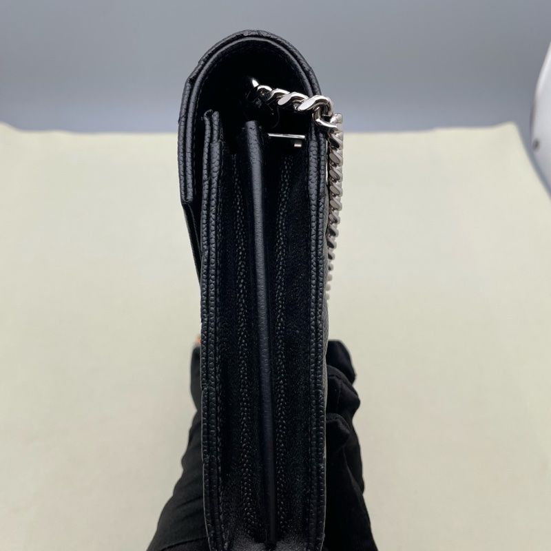 聖羅蘭/Saint laurent  黑銀魚子醬信封包  尺寸22.5 x 14 x 4-3