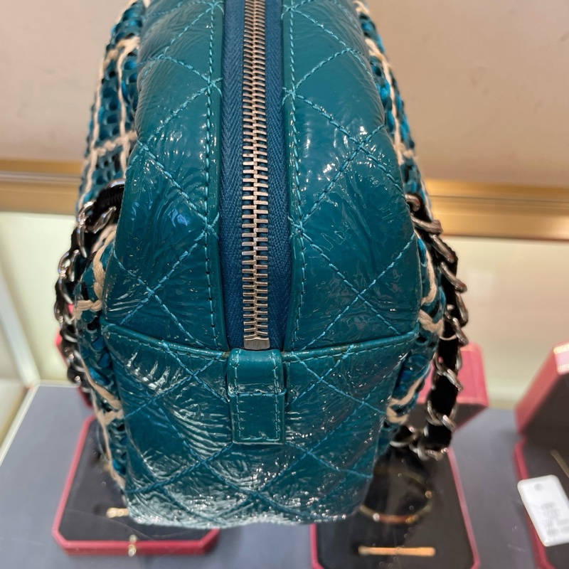 Chanel/香奈兒 14開保齡球漆皮編織款單肩包尺寸27x17x9cm無附件-2
