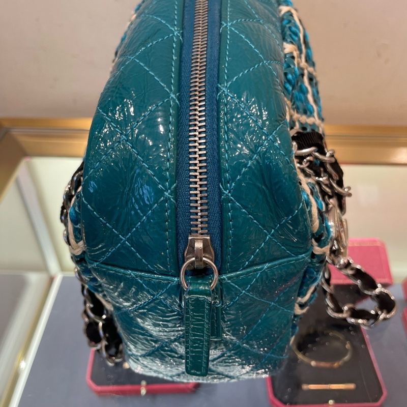 Chanel/香奈兒 14開保齡球漆皮編織款單肩包尺寸27x17x9cm無附件-3