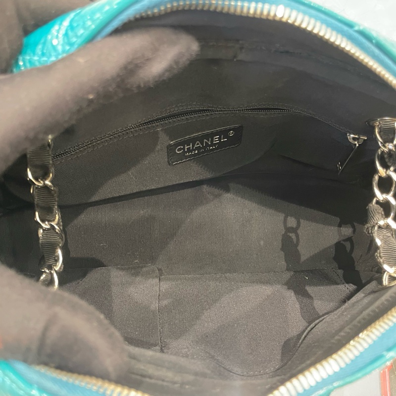 Chanel/香奈兒 14開保齡球漆皮編織款單肩包尺寸27x17x9cm無附件-6