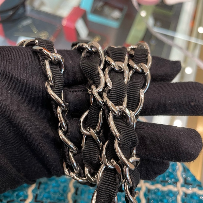 Chanel/香奈兒 14開保齡球漆皮編織款單肩包尺寸27x17x9cm無附件-7