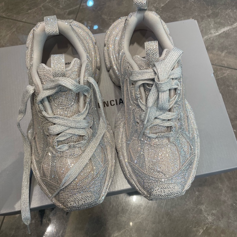99新 巴黎世家/Balenciaga 3XL 尺碼：37碼飾萊茵石女士運動鞋 附件：塵袋-3