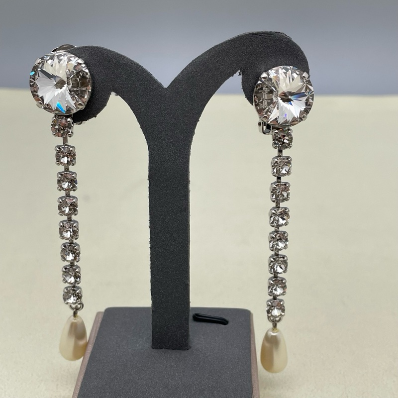 繆繆/Miu Miu  鑽珍珠長款耳夾 附件：盒子-2