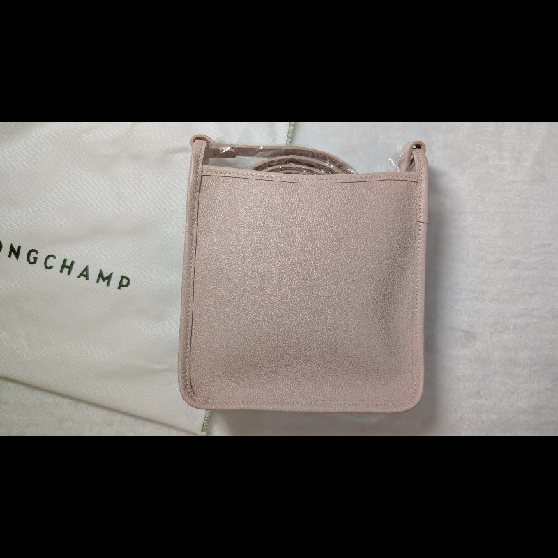 LONGCHAMP LE FOULONNÉ 牛皮斜背小方包 吐司包 小號 裸粉色-1