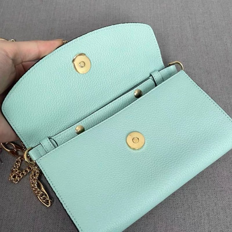 GUCCI ZUMI系列 冰淇淋綠色  手提包鏈條包 牛皮 19*12 99新配件塵袋-4
