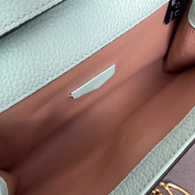 GUCCI ZUMI系列 冰淇淋綠色  手提包鏈條包 牛皮 19*12 99新配件塵袋-5