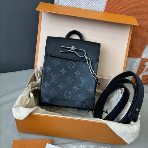 近新品 路易威登/Louis Vuitton 黑色老花Nano Steamer手袋 芯片款