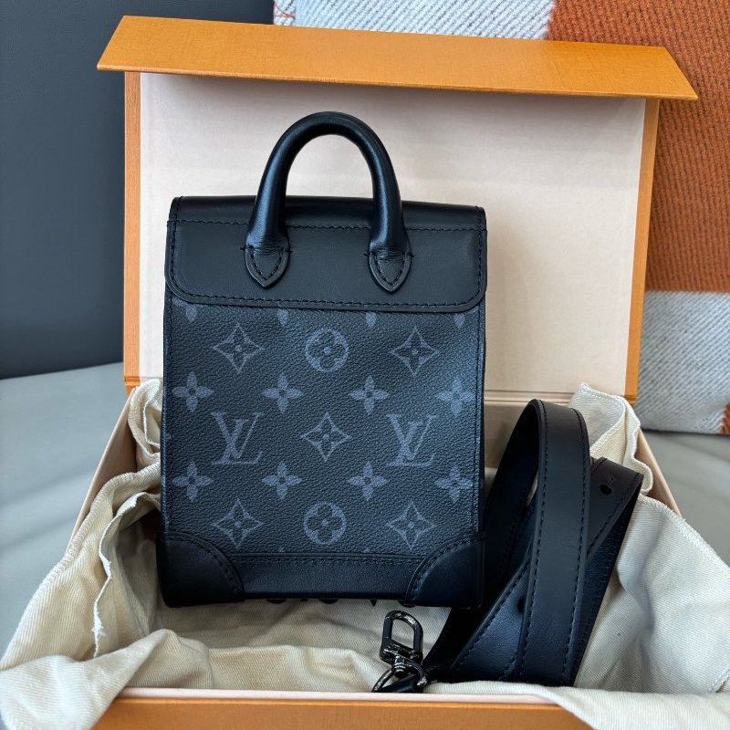 近新品 路易威登/Louis Vuitton 黑色老花Nano Steamer手袋 芯片款-1