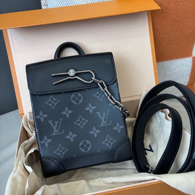 近新品 路易威登/Louis Vuitton 黑色老花Nano Steamer手袋 芯片款-6