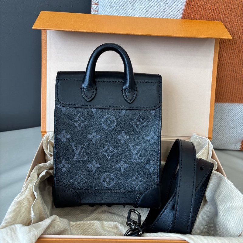 近新品 路易威登/Louis Vuitton 黑色老花Nano Steamer手袋 芯片款-7