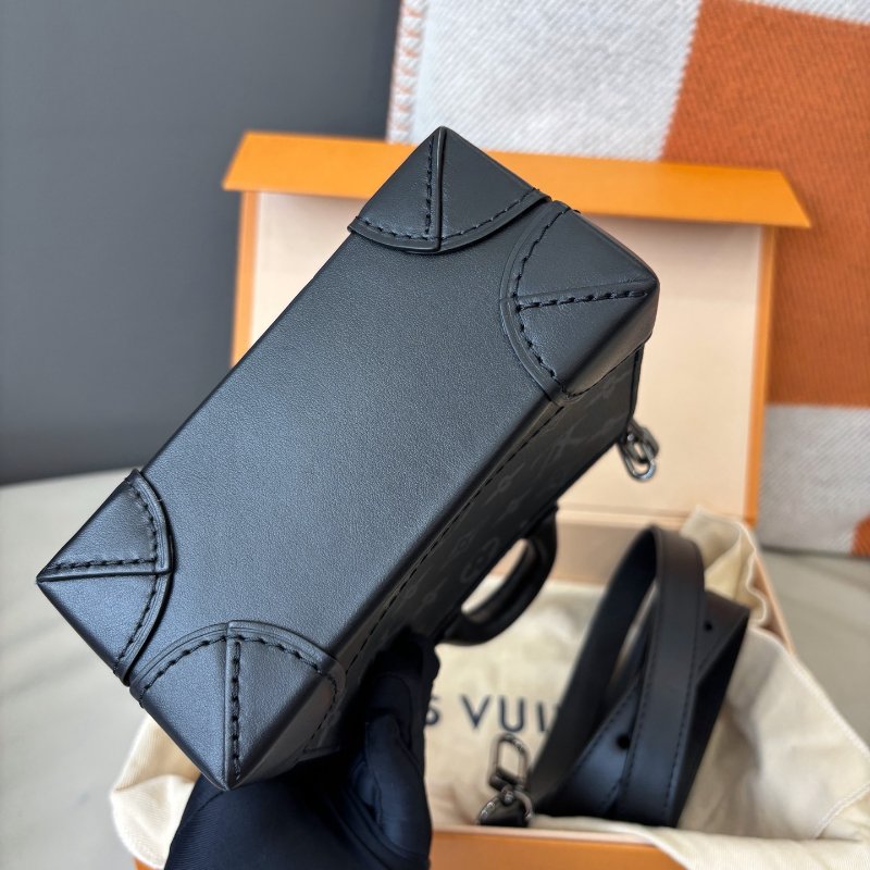 近新品 路易威登/Louis Vuitton 黑色老花Nano Steamer手袋 芯片款-8