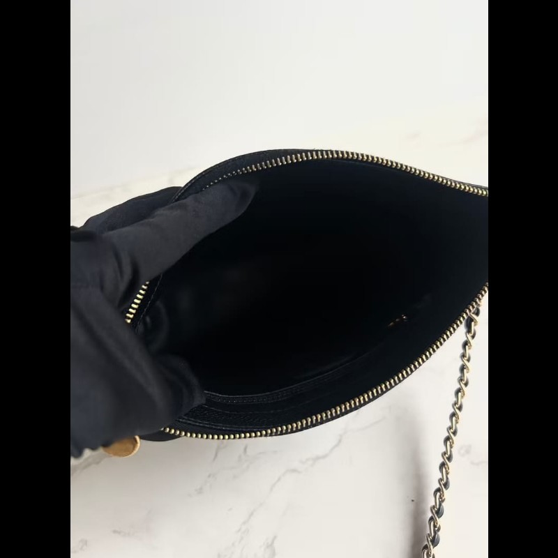 【LA LUNE】中古包Chanel黑色魚子醬皮革斜背包 單肩包 側背包 二手包 古董包-8