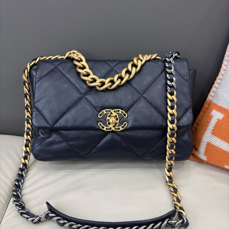 閒置新 香奈兒/Chanel 深藍色19bag中号-5