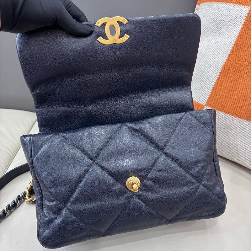 閒置新 香奈兒/Chanel 深藍色19bag中号-8