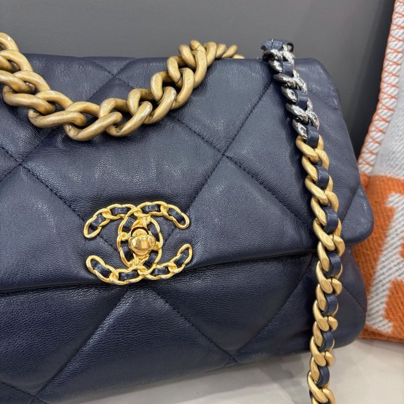 閒置新 香奈兒/Chanel 深藍色19bag中号-10