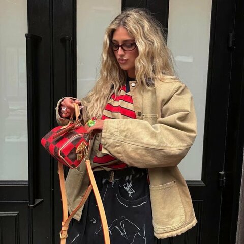 LV speedy Nano紅色棋盤格芯片款 17*12*10  98新配件肩帶 鑰匙*2 鎖 塵袋