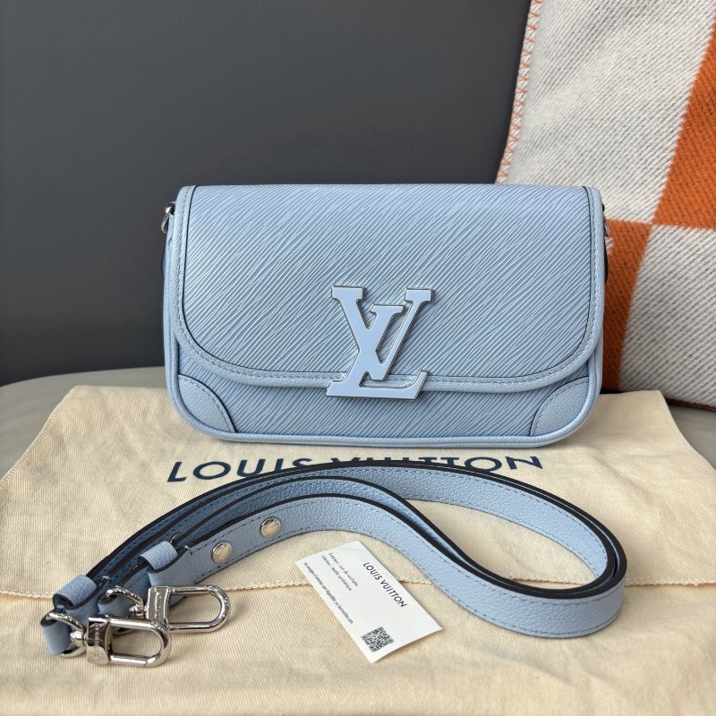 閒置新 路易威登/Louis Vuitton 淺藍色水波紋Buci法棍包 芯片款-5