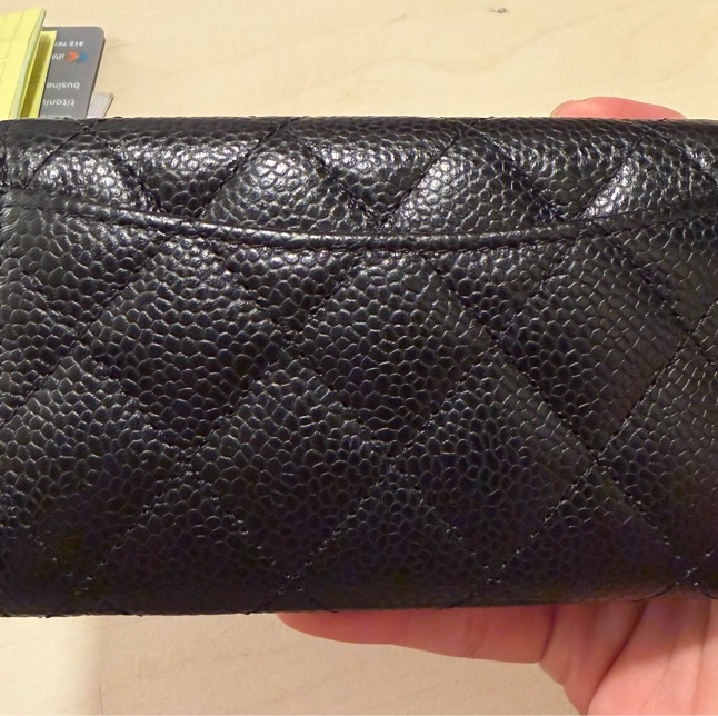 CHANEL 經典款 雙C 單層卡包/名片夾 (黑色 x 荔枝紋牛皮 x 金釦)-7