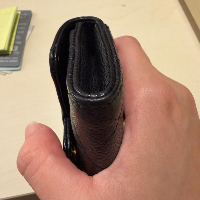 CHANEL 經典款 雙C 單層卡包/名片夾 (黑色 x 荔枝紋牛皮 x 金釦)-8