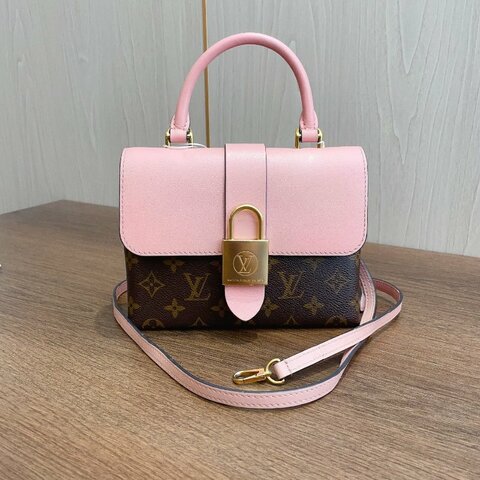 路易威登/Louis Vuitton Locky BB老花拼粉色 鎖頭包