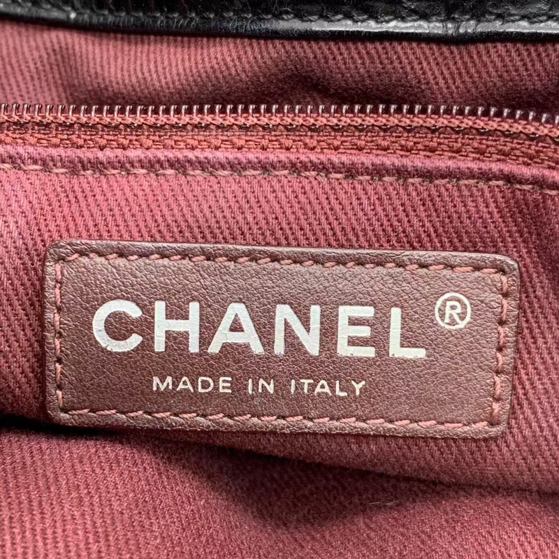 H260425）gz）二手CHANEL香奈兒2way拼皮拼色tote購物袋南瓜包，正常使用痕跡，邊角有磨損油邊有裂紋-21