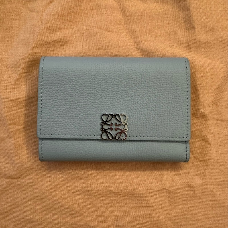 Loewe 淡藍色 三折短夾-0