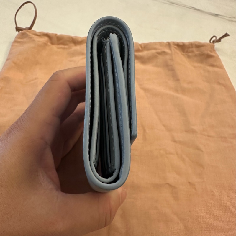 Loewe 淡藍色 三折短夾-2