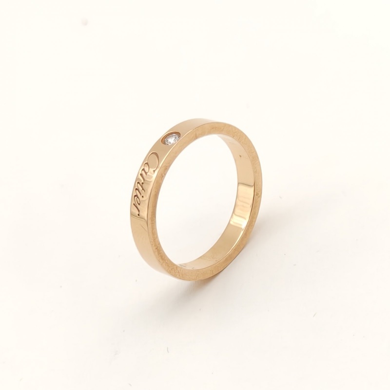 CARTIER CDECARTIER系列單鑽窄版戒指18K玫瑰金/鑽石52-1