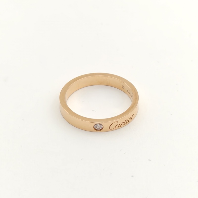 CARTIER CDECARTIER系列單鑽窄版戒指18K玫瑰金/鑽石52-4