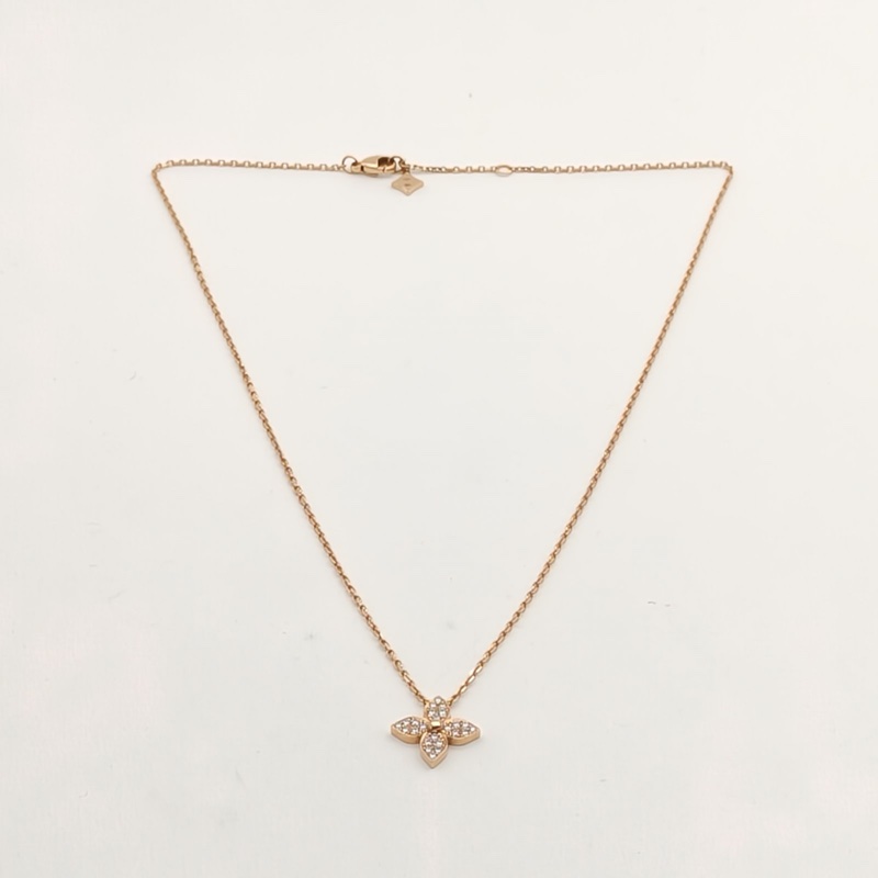LOUIS VUITTON 18K玫瑰金鑽石STARBLOSSOM項鏈-4
