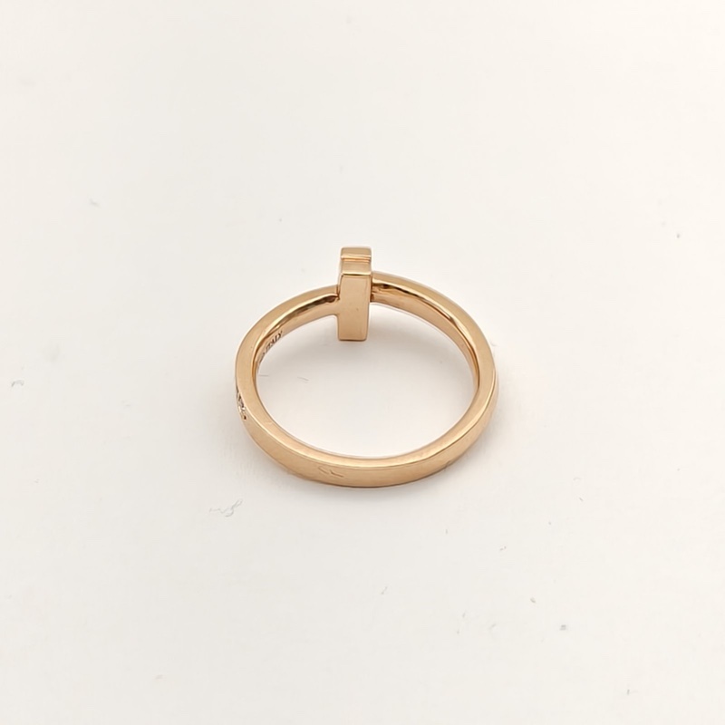 TIFFANY&CO T系列T1窄式18K黃金戒指帶鑽50-4