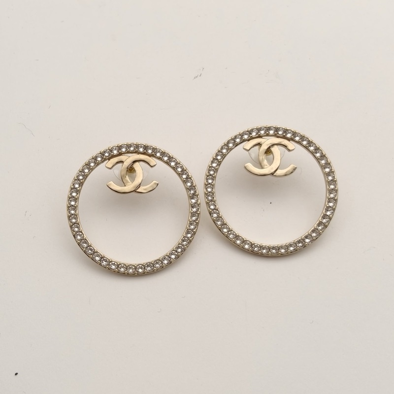 CHANEL 合金22B圓形鑽圈耳環-1