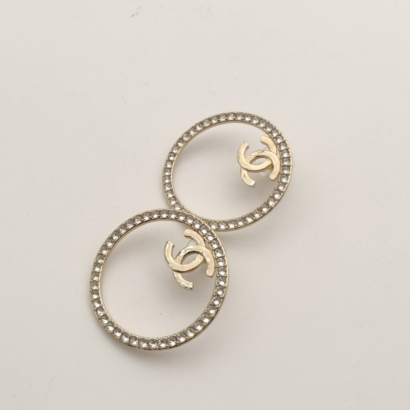 CHANEL 合金22B圓形鑽圈耳環-2