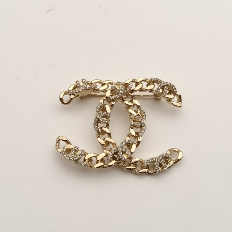 CHANEL 合金22K鏤空雙C胸針-2