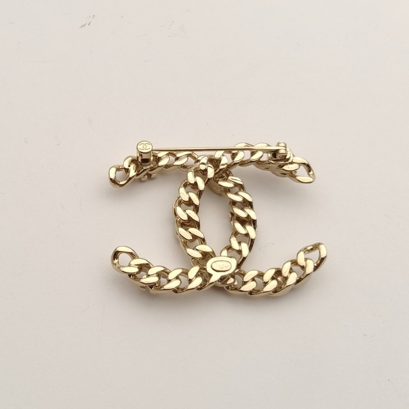 CHANEL 合金22K鏤空雙C胸針-3