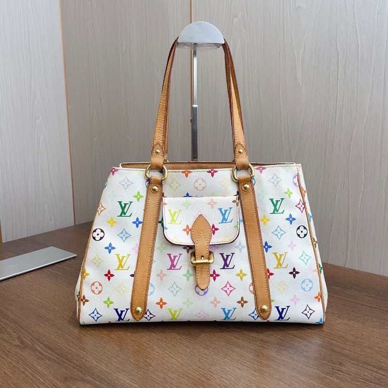 路易威登/Louis Vuitton 白三彩托特包-5