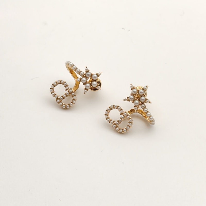 DIOR 合金CD星星珍珠耳釘-2