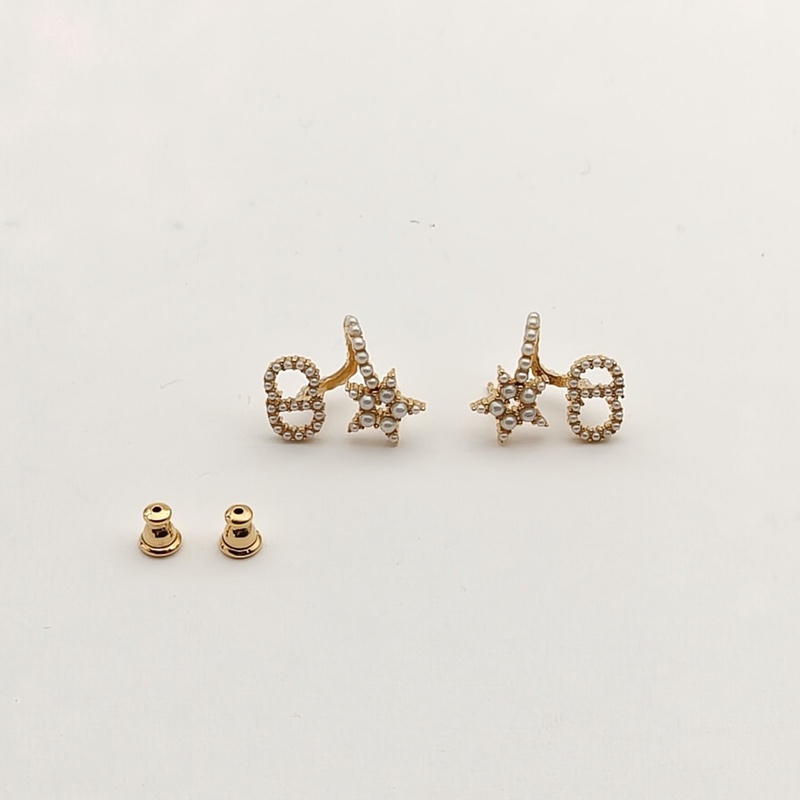 DIOR 合金CD星星珍珠耳釘-4