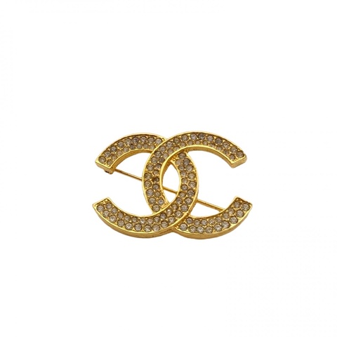 CHANEL 合金雙C滿鑽胸針