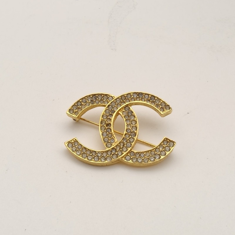 CHANEL 合金雙C滿鑽胸針-1